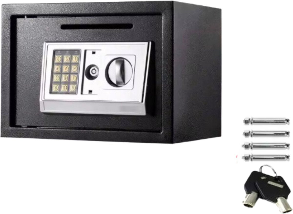 Luxe kluis Vaylen - Brandwerende Waterdichte Veiligheidskluis - 2 Handmatige Override Sleutels - Veiligheidsbox met Dubbel Digitaal Toetsenbord en Sleutel