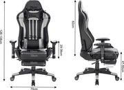 Luxe Gaming stoel - Met voetsteun - Rode Strepen - Gamestoel - Verstelbaar in hoogte - Chair - Ergonomische bureaustoel - Chair - Kunstleer