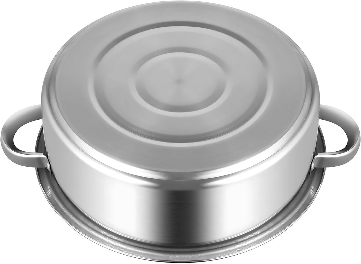 Stoompan - Stoomkoker - Stoommandje - Voor Gezond Koken in de Keuken - 5-Laags Multifunctionele Stoomboot - 24 cm met Glazen Deksel - RVS