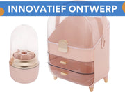 Make-up Organizer - Skincare organizer - Opbergdoos - Sieradendoos - met 2 Lades - Voor Cosmetica & Sieraden op Bureau - Roze