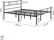 Happyment Metalen bedframe - 140 x 200cm - Incl. lattenbodem - Twijfelaar - 2 persoons - Zwart