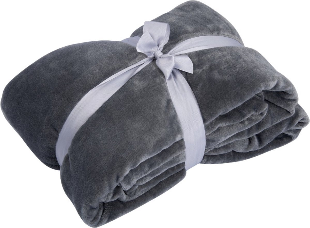 Fleece Deken - Deluxe - Grijs - 150x200cm - Voor Bank of Bed - Zacht Plaid