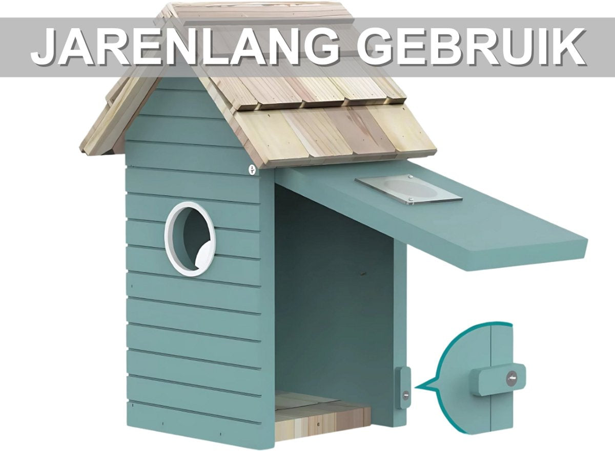 Vogelhuisje Nero - Met camera - Voor tuin en buitengebruik - Microfoon - Met app - Slim hangend doe-het-zelf huisje met camera - Gemaakt van hout
