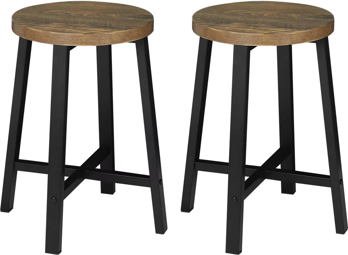 Eetkamerkrukken Vintaro - Set Stoelen - Industriële Stijl - Metalen Poten - Voor Eetkamer, Keuken, Restaurant & Café
