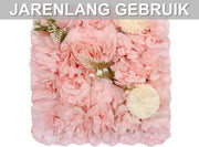Achtergrond - Muurdecoratie - Backdrops - Achtergronddoek – Voor Bruiloft & Fotobackdrops – 3D Bloemenmuur – Set van 12 - Roze bloemen
