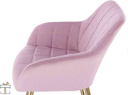 Happyment Luxe Eetkamerstoelen - Velvet Roze/goud - Fauteuils met armleuning - Woonkamerstoelen - Keukenstoelen - Kuipstoel - Set van 1
