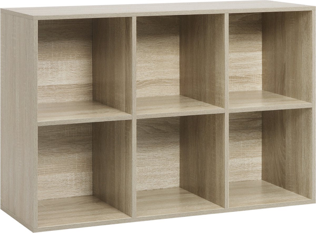 Bolt Edge Boekenkast - Oak - 6 Vakken - MDF Hout - 60x29.5x89cm - Kinderkamer