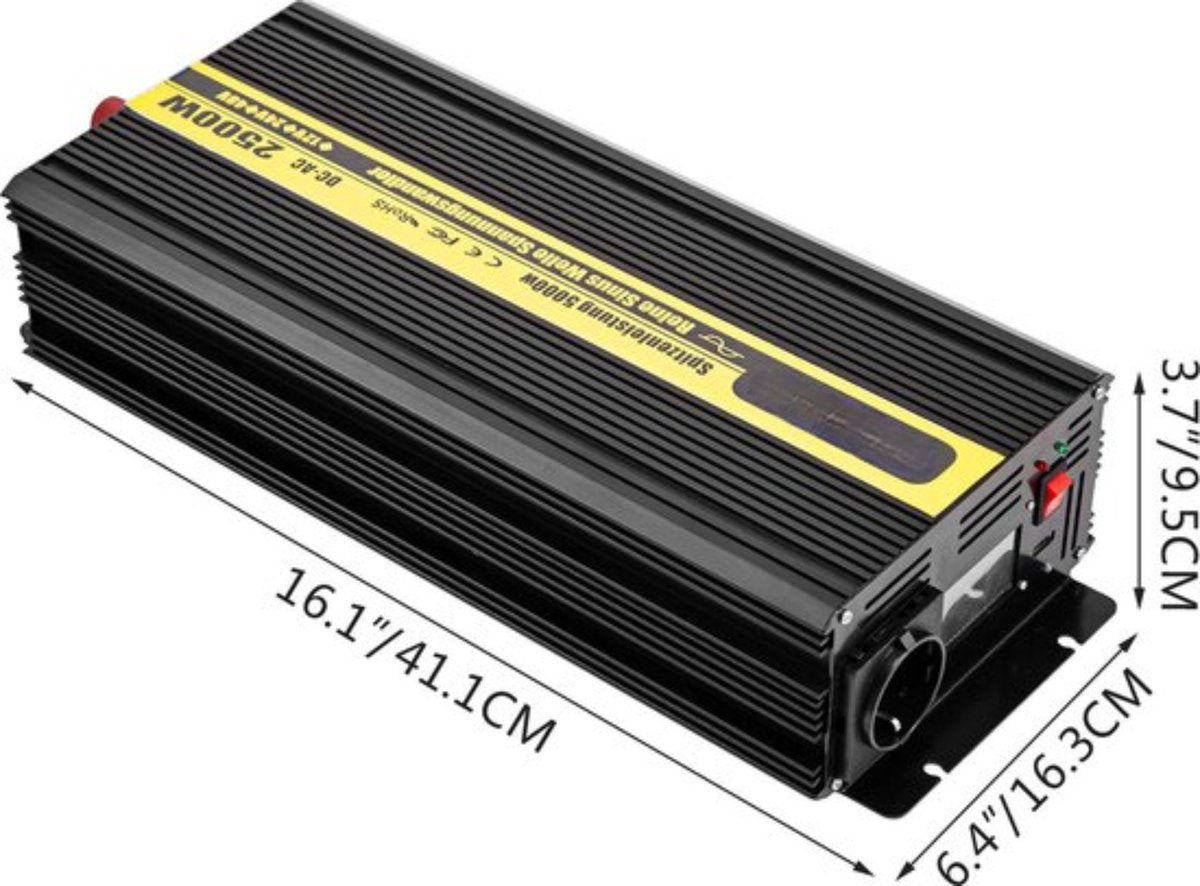 Omvormer 2500W - Afstandsbediening en LCD - DC 12V naar AC 230 V - 5000W Piekvermogen