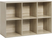 Happyment Boekenkast Yuda - 6 vakken - Oak - 60x29.5x89cm - Boekenplank - Woonkamer, slaapkamer en kinderkamer - Hout - MDF