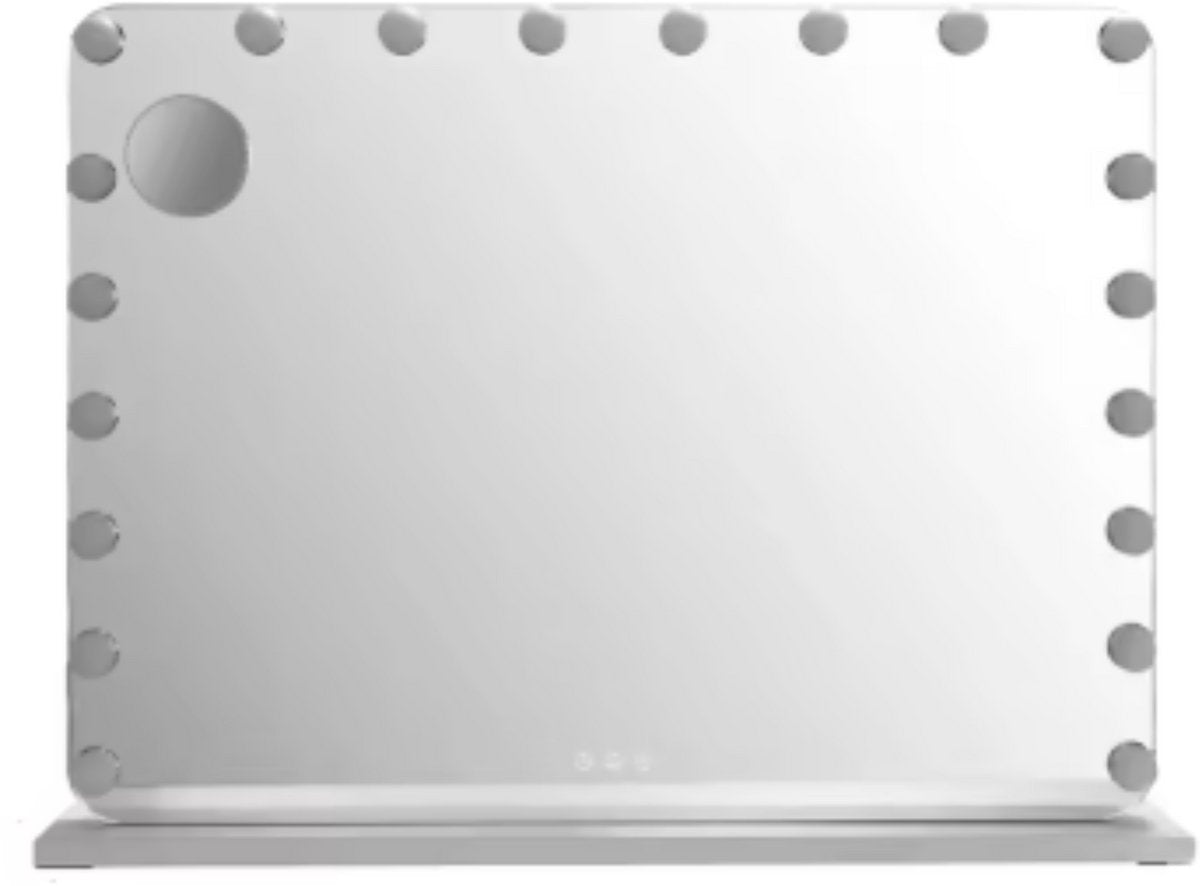 Make up spiegel met verlichting - 20 dimbare LED lampen - Zwart - Voor bureau - 20 Dimbare LED-lampen - 3 kleuren - Vierkant