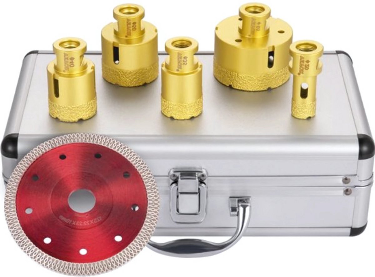 Diamantboorset Deluxe - 60 mm Gatenzagen - 5 stuks - Tegelboor gatenzaagzet - Dozenboor - Tegelsnijder Accessoire