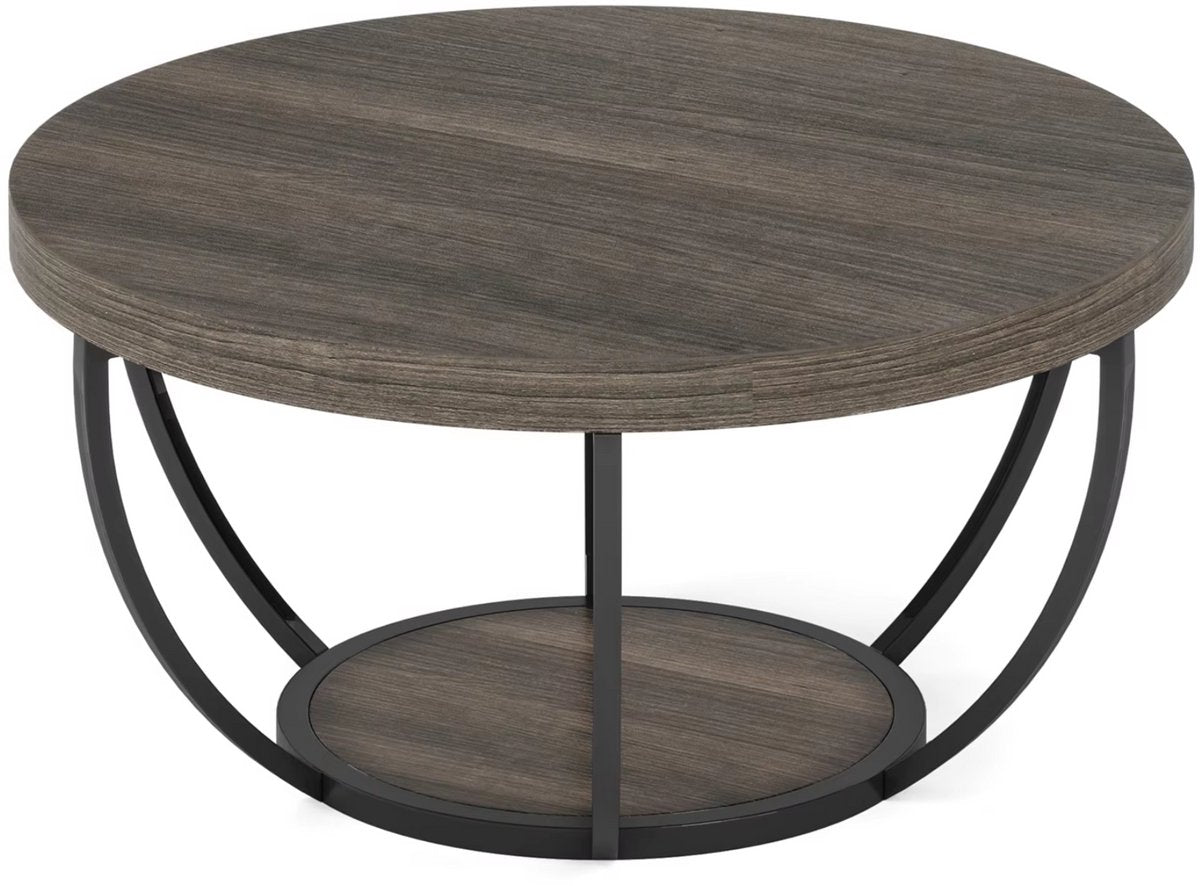 Salontafel Mira - Rond - Modern - Voor woonkamer - Bijzettafel - 95cm - Bruin