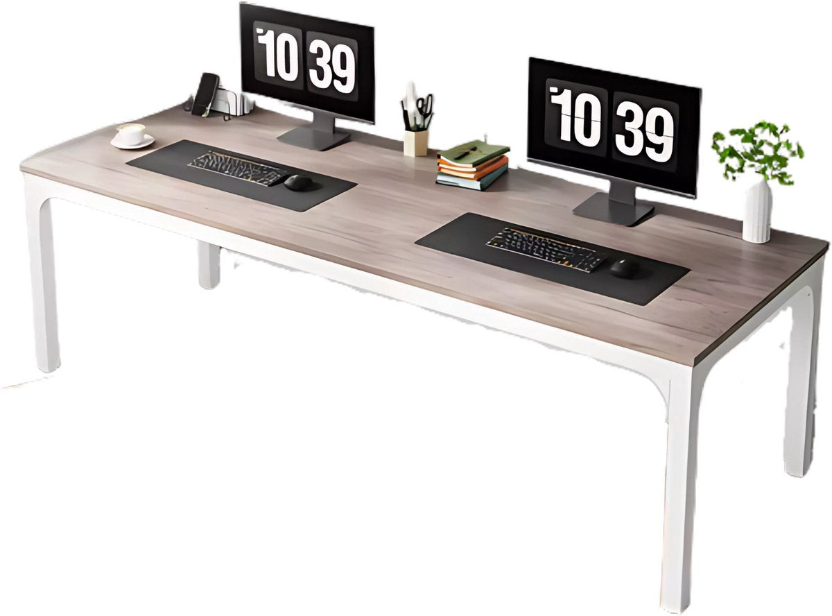 Computerbureau Milano - Voor 2 Personen - 200cm - Oak - Voor thuis of werk - Hout en metaal