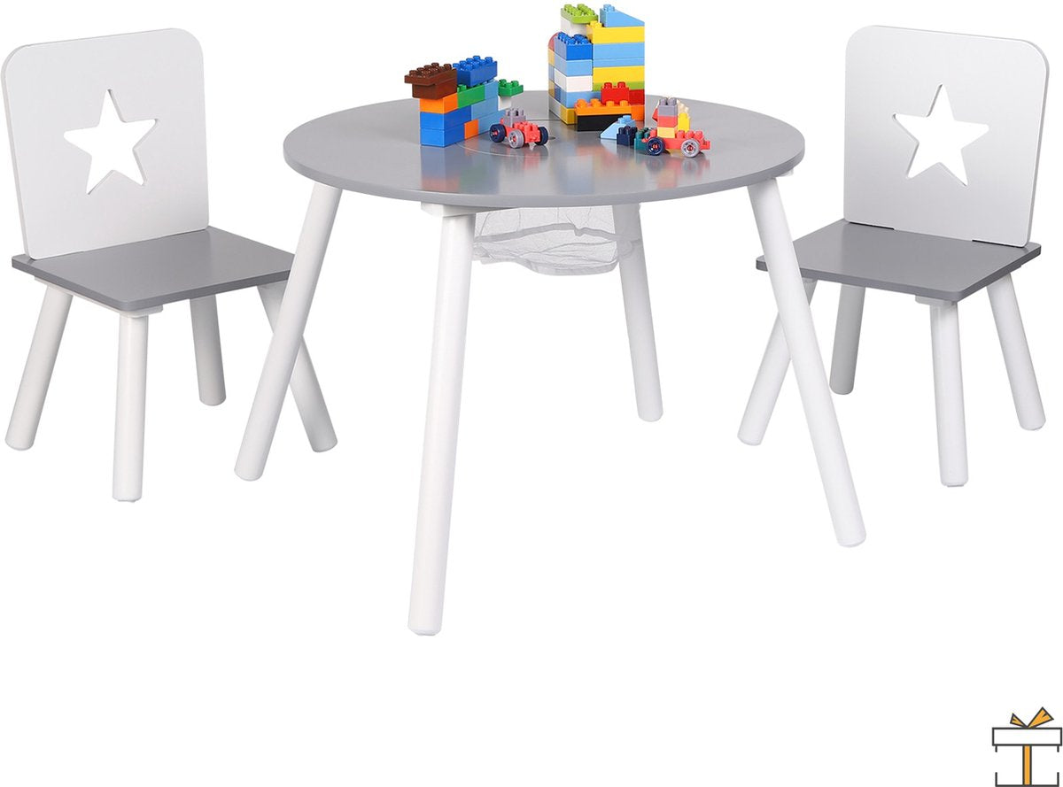 Happyment® Kindertafel en 2 Stoeltjes - Kindermeubel - Tafeltje - Speeltafel - kinderbureau - Black friday - Sinterklaas - Kerstcadeau