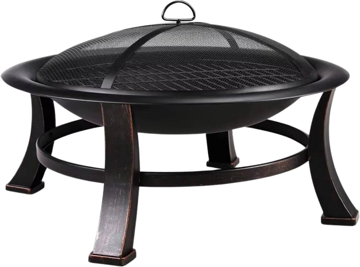 Tuin Vuurplaats - Vuurschaal - Vuurkorf - Terrashaard - Houtgestookte Stalen BBQ Grill met Mesh Vuurhaard - Ideaal voor Achtertuin, Camping & Picknick