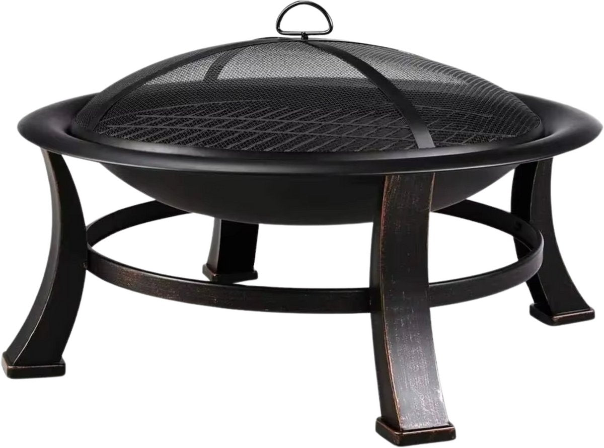 Vuurkorf open haard - 76cm - Voor buiten - Vuurschaal met vonkenschaar - BBQ Grill