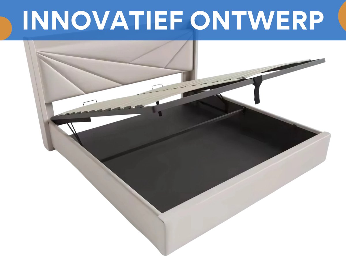 Bed - Tweepersoonsbedden - Tweepersoonsbed - Twijfelaar - Voor Slaapkamer - Met USB-C Oplaadfunctie, Opbergruimte & Comfortabel Hoofdeinde - Linnen Bekleding, Lattenbodem & Inclusief Matras - 140x200cm