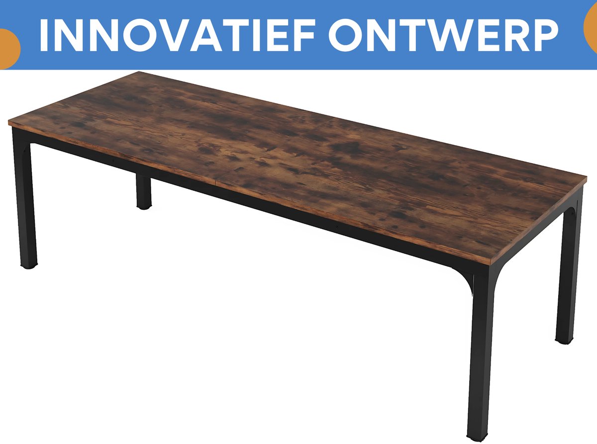 Computerbureau Milano - Voor 2 Personen - 200cm - Bruin - Voor thuis of werk - Hout en metaal