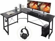 L-vormig Hoekbureau - Voor Thuiswerk, Gaming of Kantoor - Ruimtelijk Workstation met PC & Laptopruimte - 167 cm - Zwart