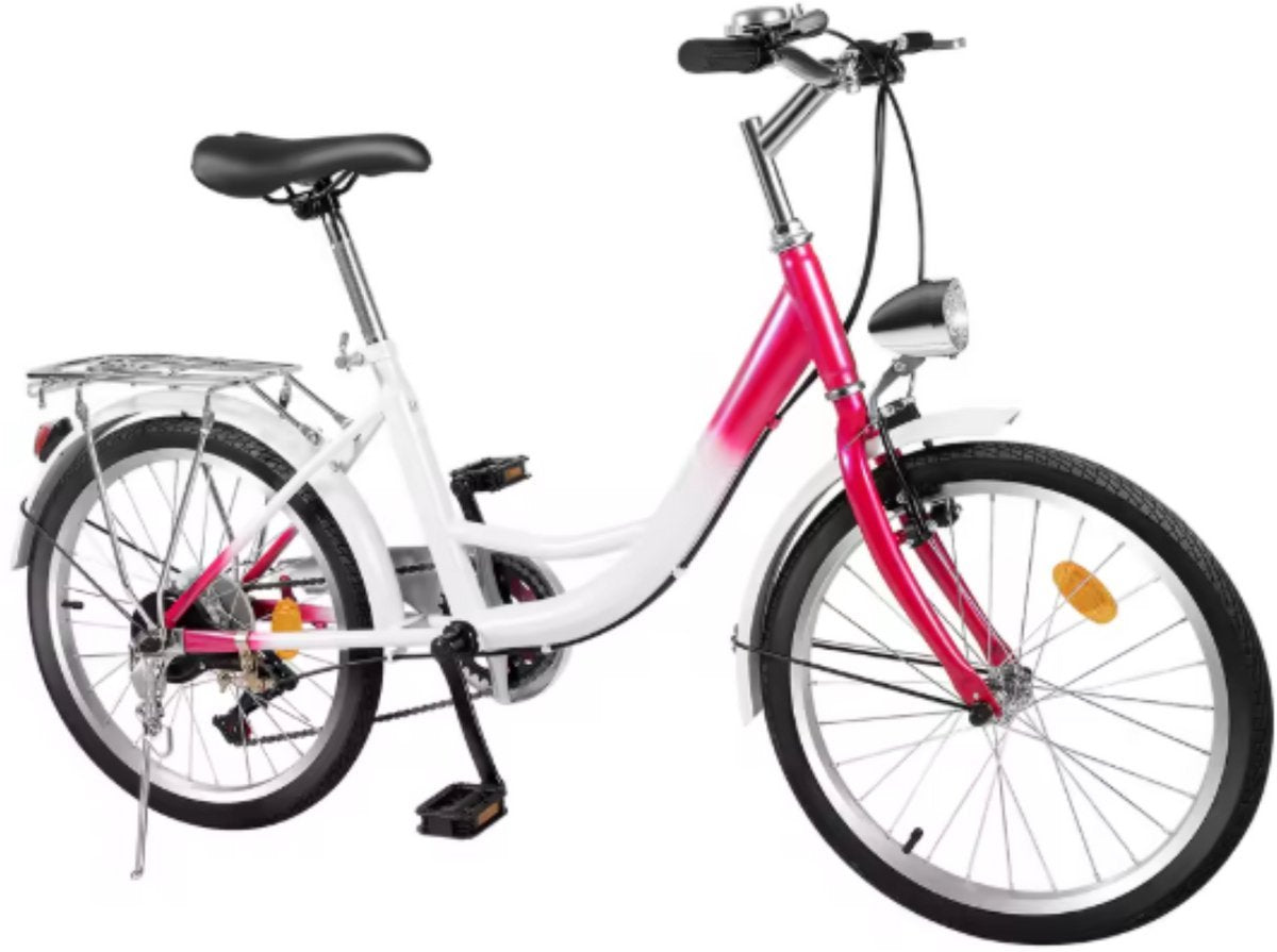 Kinderfiets Fioren - Rosaline - 20 inch - 6 versnellingen - Roze - Voor meisjes - Peuterfiets - Verstelbaar in hoogte