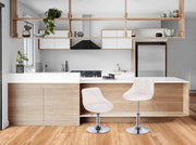 Barkruk Norino deluxe - Industrial - White - Barkrukken set van 1 - Barstoel Kruk - Barstoelen met rugleuning - Keukenstoel - In hoogte verstelbaar - Kunstleer