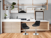Barkruk Norino deluxe - Industrial - Zwart - Barkrukken set van 1 - Barstoel Kruk - Barstoelen met rugleuning - Keukenstoel - In hoogte verstelbaar - Kunstleer