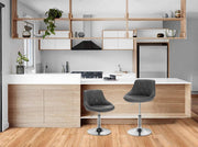 Barkruk Norino deluxe - Industrial - Grey - Barkrukken set van 1 - Barstoel Kruk - Barstoelen met rugleuning - Keukenstoel - In hoogte verstelbaar - Kunstleer