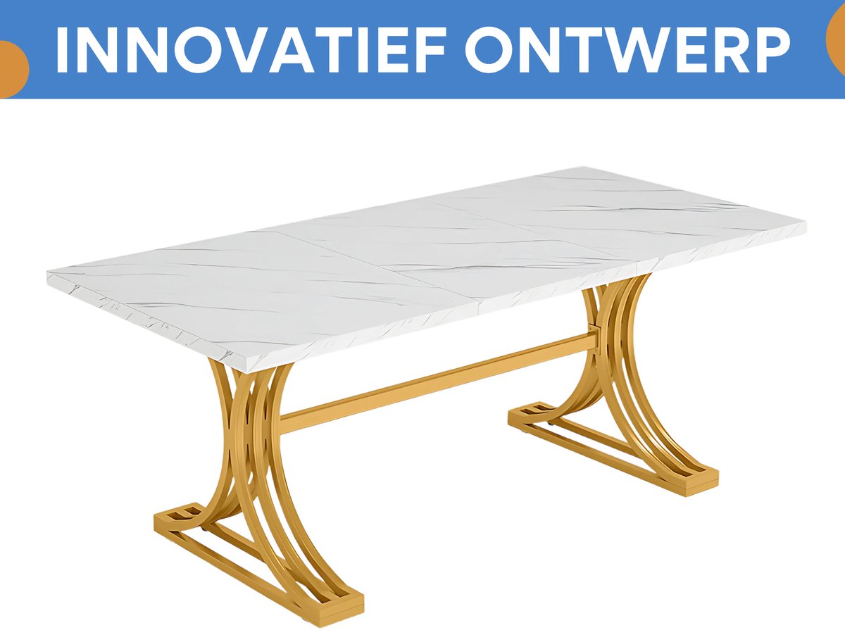 Bureau Aravon - Modern 180cm - Computerbureau Marmerlook - Voor Thuis of Werk