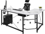 L-Vormig Thuis Bureau 167 cm - Voor Kantoor, Thuiswerk & Gaming - Stabiel Workstation - Wit