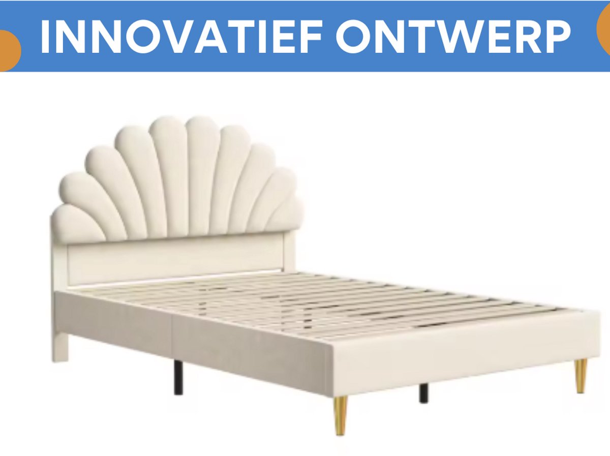 Eenpersoonsbed 140 x 200 cm - Voor meisjes - Met lattenbodem - Zonder matras - Twijfelaar - Beige