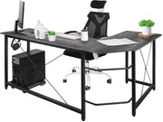 L-vormig Hoekbureau - Voor Thuiswerken, Gaming & Kantoor - Ruim Computerwerkstation met PC & Laptopruimte - 167 cm - Donkergrijs