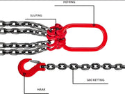 Kettingslinger - 4 ton - Rateltakel - katrol takel - Kettingtakel lier - 2.8m Hefhoogte - Hefboomtakel - Vier poot stalen haak