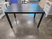 Tuintafel kunststof - 110cm - Zwart - Voor Balkon, Terras en Tuin - Aluminium frame - Rechthoek - Weerbestedng