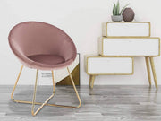 Happyment Bezoekersstoel Zita - Eetkamerstoel - Roze Velvet - Metalen poten - Set van 1 - Zithoogte 44 cm - Deluxe