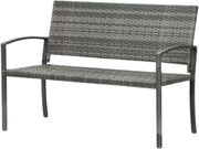Tuin bank Valora - Twee zits bankje - Voor Buiten & Veranda - All-Weather PU-Rieten Design met Stalen Frame - Lichtgewicht en Eenvoudige Montage - Tuinmeubilair - Grijs