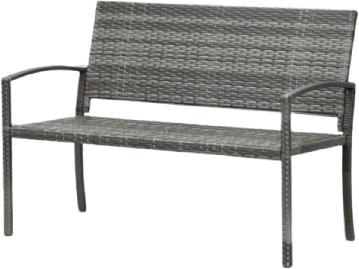 Tuin bank Valora - Twee zits bankje - Voor Buiten & Veranda - All-Weather PU-Rieten Design met Stalen Frame - Lichtgewicht en Eenvoudige Montage - Tuinmeubilair - Grijs