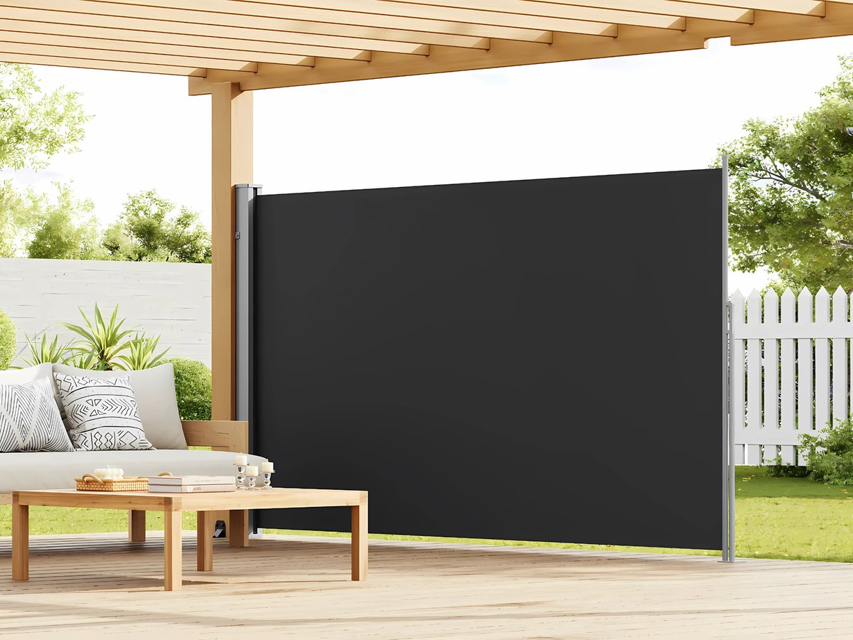 Uitschuifbare Zijluifel - Windscherm - Tuinscherm - Voor Balkon, Terras of Tuin - Waterdicht & Intrekbaar Privacyscherm - Zon- en Windbescherming - 160x350cm charcoal