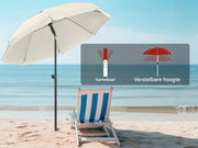 Ronde Parasol - Voor Balkon, Strand of Tuin - Verstelbaar & 45° Kantelbaar - UV-Resistent & Waterdicht - Beige Diameter 175cm