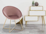 Bezoekersstoel - Roze Velvet - Metalen Poten - Deluxe - Zithoogte 44cm