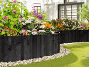 Tuin Gras Gazon Rand - Flexibele Houten Border voor Tuinhek - Tuinafboording voor Outdoor Landschap & Tuindecoratie - 203x60x1.4cm Zwart