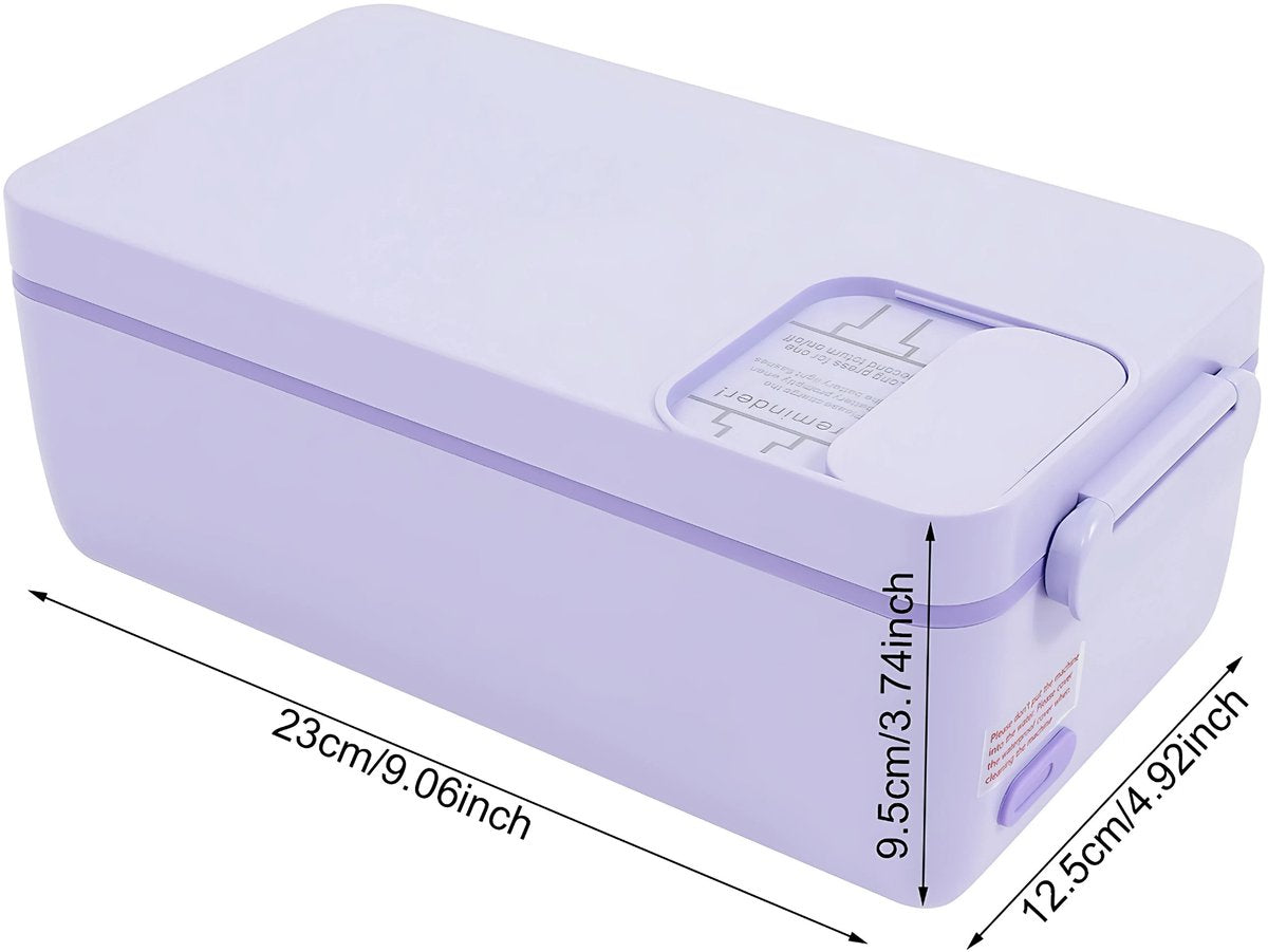 Elektrische Lunchbox 35,2 Oz - Voor Onderweg, Kantoor & School - Draagbaar & Oplaadbaar met Touchscreen Bedieningsknop - Inclusief Geïsoleerde Tas - Paars