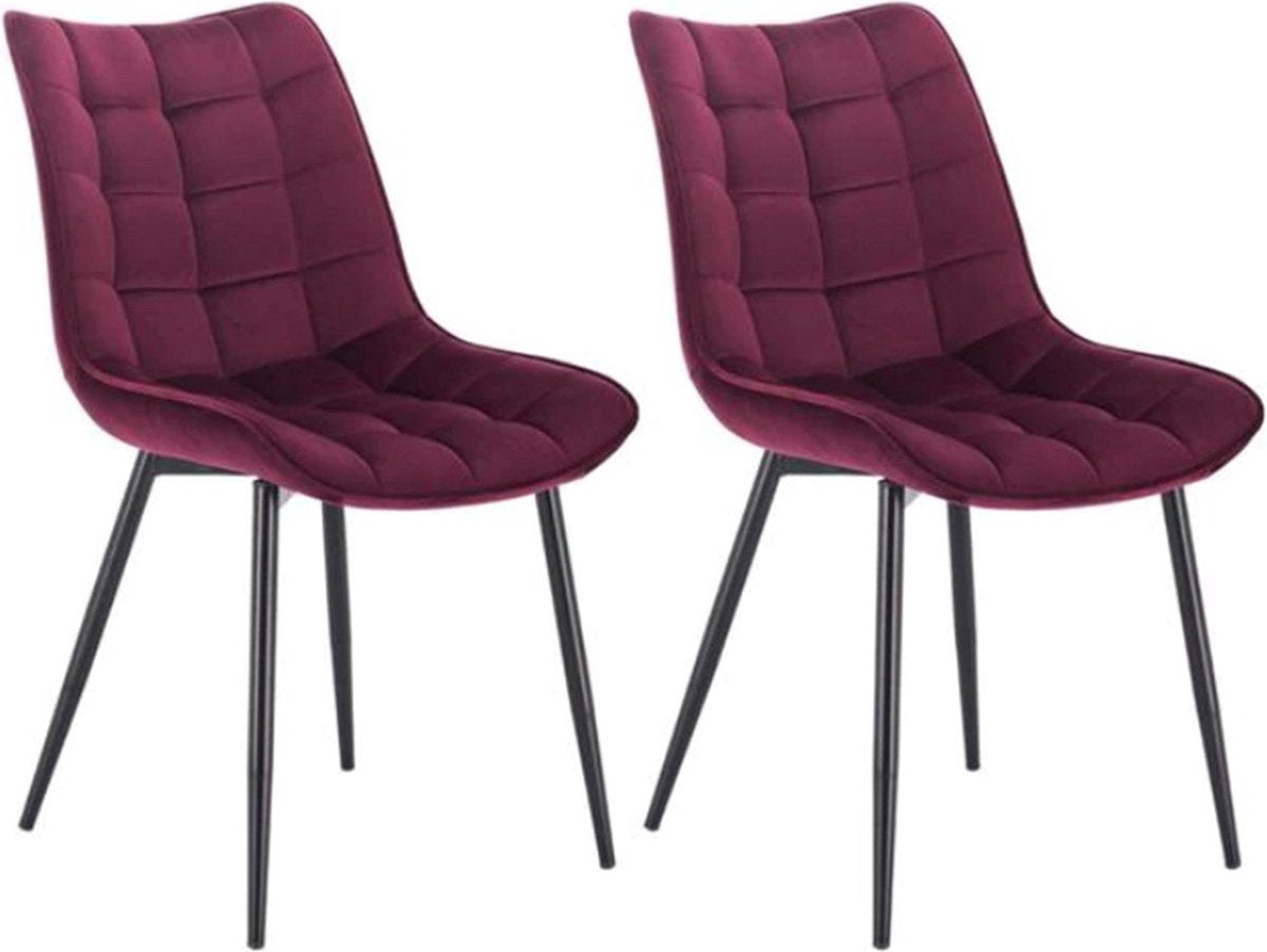 Eetkamerstoelen - Velvet Bordeaux - Kuipstoel - Set van 2, 4 of 6