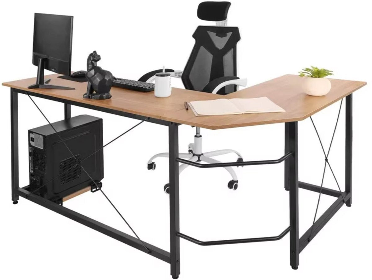 L-vormig Bureau - Voor Thuiswerk, Gaming & Kantoor - Ruim Hoekbureau voor PC & Laptop - 167 cm - Hout look