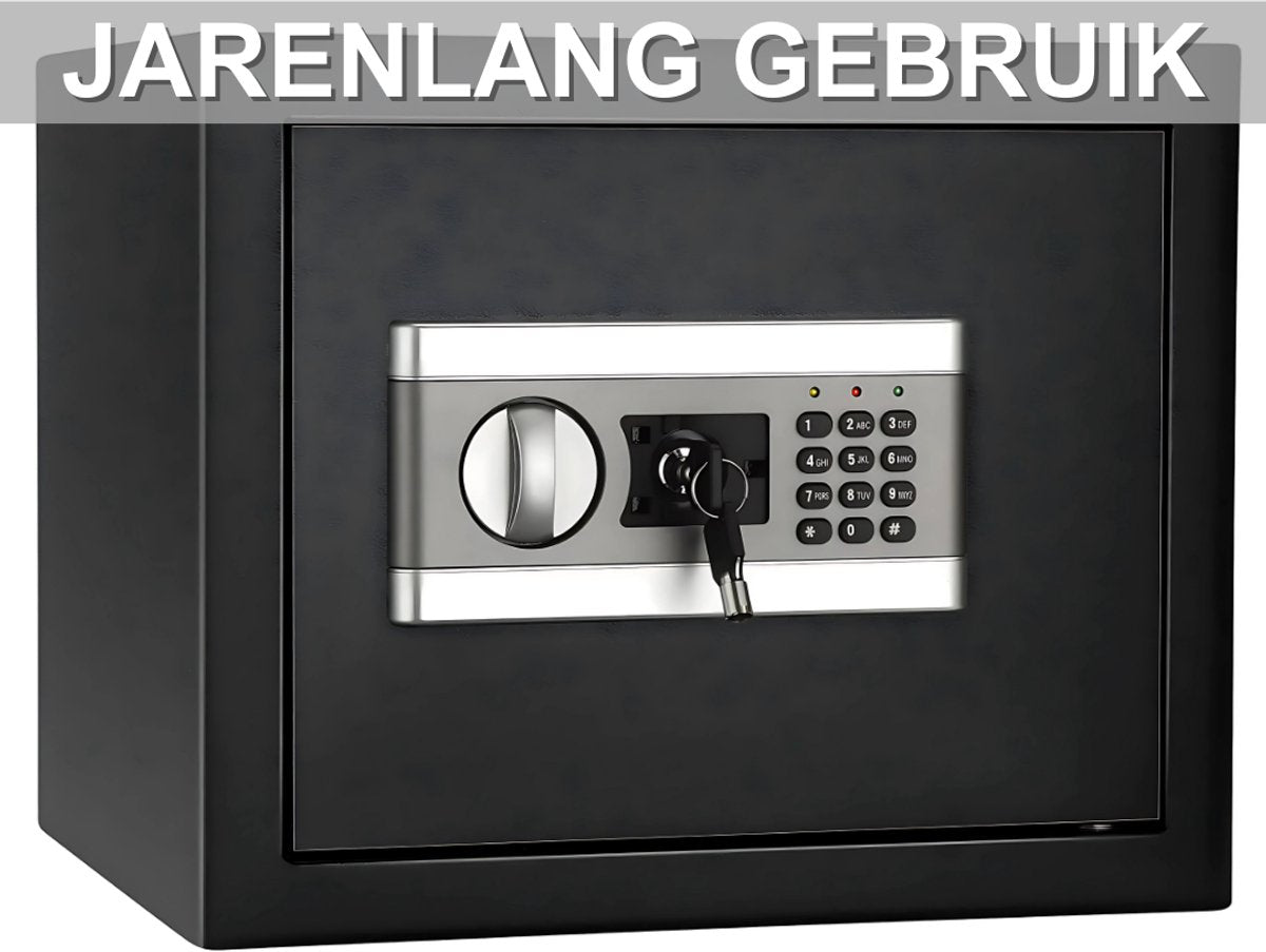 Kluis Nero - 37cm - Brandwerend en waterdicht - Kluisjes met cijferslot - 2 sleutels - Digitaal toetsenbord - Zwart