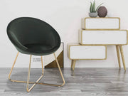 Happyment Bezoekersstoel Ziva - Eetkamerstoel - Groen Velvet - Metalen poten - Set van 1 - Zithoogte 44 cm - Deluxe
