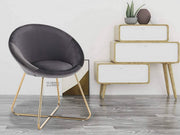 Happyment Bezoekersstoel Watford - Eetkamerstoel - Donkergrijs Velvet - Metalen poten - Set van 1 - Zithoogte 44 cm - Deluxe