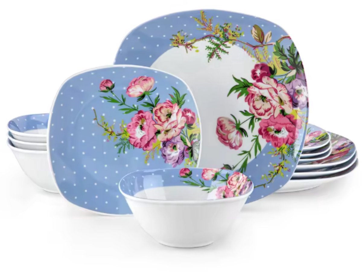 Majestic Serviesset - 12 delig - 4 persoons - Lichtgroen - Dinerborden - Bordenset - Diepe borden - Ontbijtborden - Servies - Keukenservies