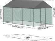 Gazonus Kippenhok - Kippenren voor buiten en tuin - Inclusief waterdichte hoes - 600x300cm - Metaal