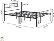 Happyment Luxe Bedframe Metaal - 2 persoons twijfelaar - 140 x 200cm - Incl. lattenbodem - Zwart