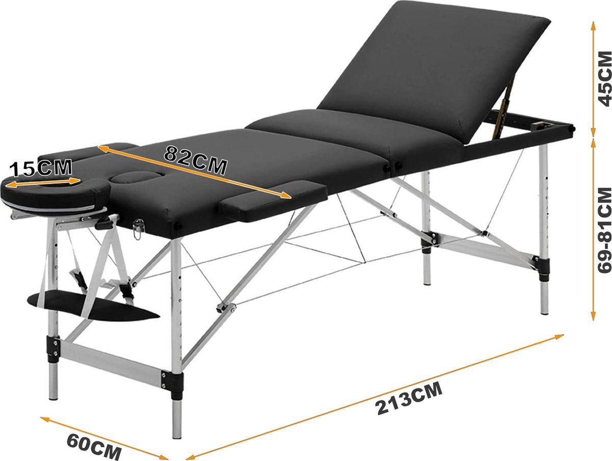 Massagetafel - Aluminium - Verstelbaar & Inklapbaar - Behandeltafel - Luxe